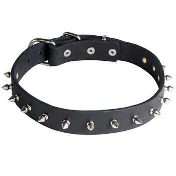 Mastiff Dog Leather Collar Steel Nickel Plates Spikes