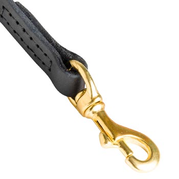 Mastiff Leather Leash with Massive Gold-like Snap Hook