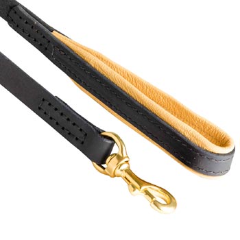 Leather Leash for Mastiff with Nappa Padding on Handle