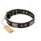 "Jewel Passion" FDT Artisan Fashionable Black Leather Mastiff Collar