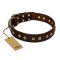 "Fashion Studs" FDT Artisan Decorated Leather Mastiff Collar with Old Bronze-Plated Steel Hardware