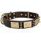 Designer War-Style Leather Mastiff Collar with Spikes and Plates
