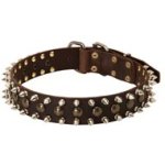 3 Rows Leather Spiked and Studded Mastiff Collar