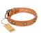 "Feast of Luxury" FDT Artisan Tan Leather Mastiff Collar with Old Bronze Look Circles
