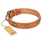"Feast of Luxury" FDT Artisan Tan Leather Mastiff Collar with Old Bronze Look Circles