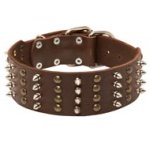 Extra Wide Leather Spiked and Studded Mastiff Collar