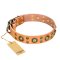"Sophisticated Glamor" FDT Artisan Leather Mastiff Collar with Fancy Old Bronze-like Plated Decorations