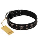 "Black Jack" Stylish Handmade FDT Artisan Black Leather Mastiff Collar
