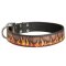 Handpainted Leather Mastiff Collar with Red Flames