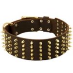 Wide Spiked Leather Mastiff Collar