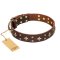 "High Fashion" FDT Artisan Embellished Brown Leather Mastiff Collar