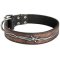 Handpainted Leather Mastiff Collar with Barbed Wire Drawing