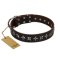 "Stars of Glory" FDT Artisan Brown Leather Mastiff Collar for Comfortable Walking