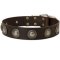Leather Mastiff Collar Decorated with Silver Conchos