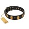 "Doggie Woggie" Designer Handmade FDT Artisan Black Leather Mastiff Collar with Ovals and Studs