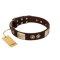 "Sense of Freedom" FDT Artisan Brown Leather Mastiff Collar with Old Bronze-Plated Studs and Plates