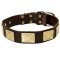Handcrafted Leather Mastiff Collar With Vintage Massive Plates