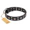 "Refined Essence" FDT Artisan Black Leather Mastiff Collar with Silvery Studs
