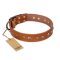 "Spring Flavor" FDT Artisan Adorned Leather Mastiff Collar with Old Bronze-Plated Engraved Studs