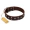 "Brown Shadow" Designer Handmade FDT Artisan Brown Leather Mastiff Collar