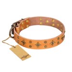 "Top-Flight" FDT Artisan Adorned Tan Leather Mastiff Collar