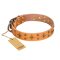 "Top-Flight" FDT Artisan Adorned Tan Leather Mastiff Collar