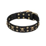 "Jolly Rojer" FDT Artisan Leather Mastiff Collar with Pirate Skulls and Studs - 1 1/2 inch (40 mm) wide