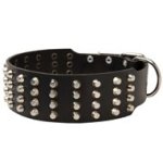 Extra Wide 4 Rows Studded Leather Mastiff Collar