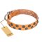 "Precious Sparkle" FDT Artisan Handcrafted Tan Leather Mastiff Collar