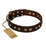 "Fashion Studs" FDT Artisan Decorated Leather Mastiff Collar with Old Bronze-Plated Steel Hardware