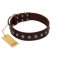 "Spring Flower" Stylish FDT Artisan Brown Leather Mastiff Collar for Comfy Walks