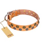 "Precious Sparkle" FDT Artisan Handcrafted Tan Leather Mastiff Collar