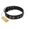 "Century Silver" Designer Handmade FDT Artisan Black Leather Mastiff Collar