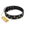 "Egyptian Style" Handcrafted FDT Artisan Black Leather Mastiff Collar with Medallions