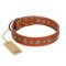 "Gorgeous Roundie" FDT Artisan Tan Leather Mastiff Collar with Chrome-plated Circles