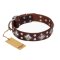 "King of Grace" FDT Artisan Stylish Leather Mastiff Collar with Old Silver-Like Plated Decorations