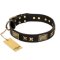 "Passion for Style and Beauty" FDT Artisan Decorated Black Leather Mastiff Collar