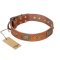 "Catchy Look" FDT Artisan Decorated Tan Leather Mastiff Collar