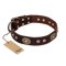 "Breath of Elegance" FDT Artisan Decorated with Plates Brown Leather Mastiff Collar