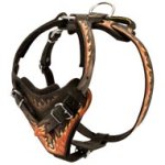Handpainted in Flames Leather Mastiff Harness for Agitation Training