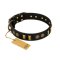 "Simple Elegance" FDT Artisan Black Leather Mastiff Collar with Old Bronze-like Plates and Circles