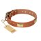 "Enchanting Spectacle" FDT Artisan Tan Leather Mastiff Collar with Old Bronze Look Plates and Round Studs