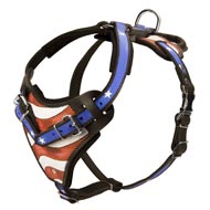American Flag Painted Leather Mastiff Harness for Agitation Training