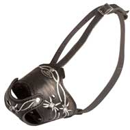 Barbed Wire Painted Leather Mastiff Muzzle for Training