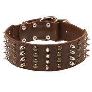 Extra Wide Leather Spiked and Studded Mastiff Collar