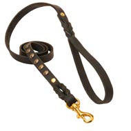 Studded Leather Mastiff Leash for Dog Walking and Training
