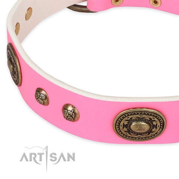 Adorned genuine leather collar for your beautiful doggie