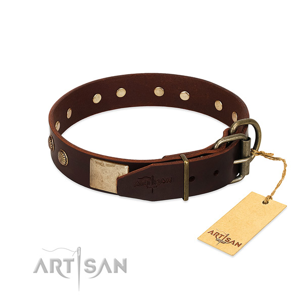 Corrosion resistant D-ring on comfortable wearing dog collar