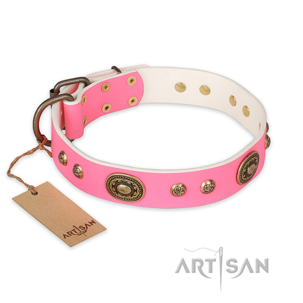 Perfect fit full grain genuine leather dog collar for easy wearing