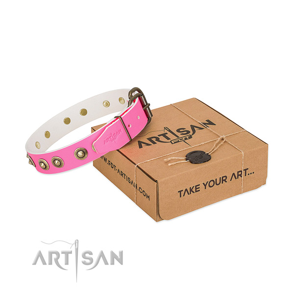 Designer natural genuine leather collar for your lovely doggie